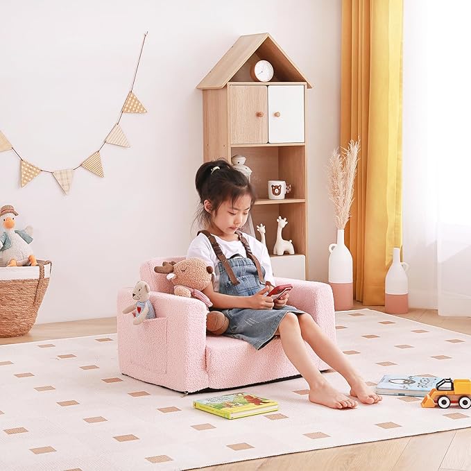 Tiita Kids Chair Couch, Folding Toddler Comfy Sofa Chairs, 2-in-1 Kids Plush - Image 6