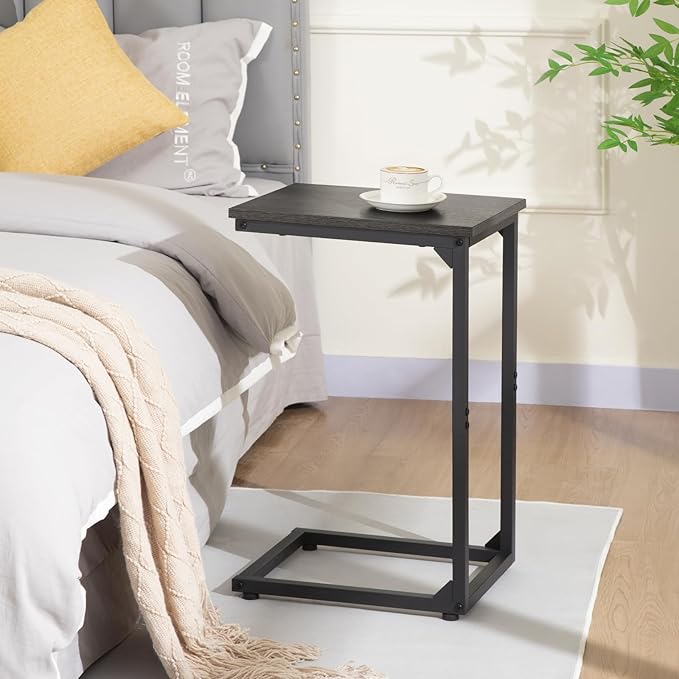 AMHANCIBLE C Shaped End Table Set of 2, Couch Tables That Slide Under, TV Tray - Image 2