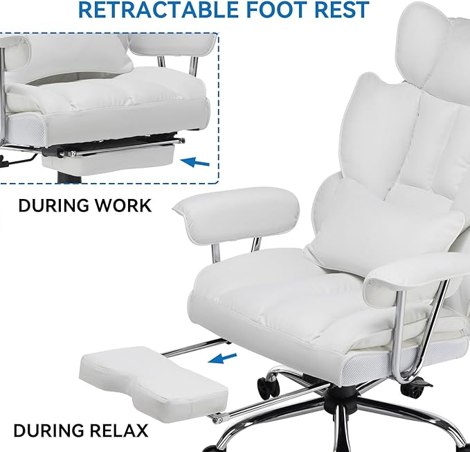 Efomao Big and Tall Office Chair 400lbs – High Back PU Leather Executive Chair - Image 7