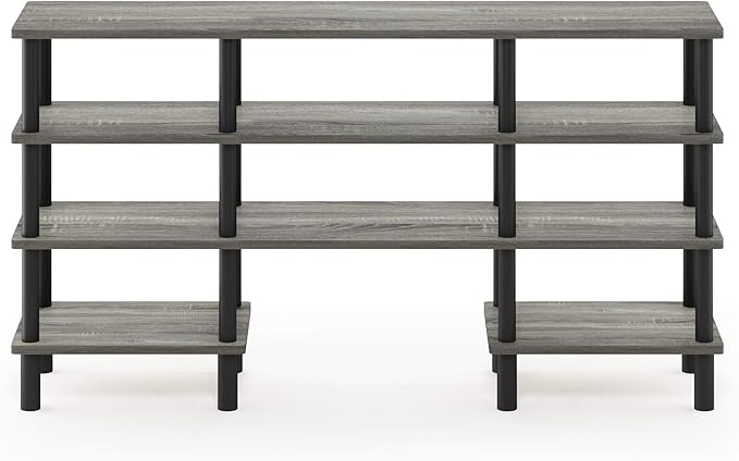 Furinno Turn-N-Tube 4-Tier Multipurpose Wide Shelf TV Stand, French Oak - Image 6