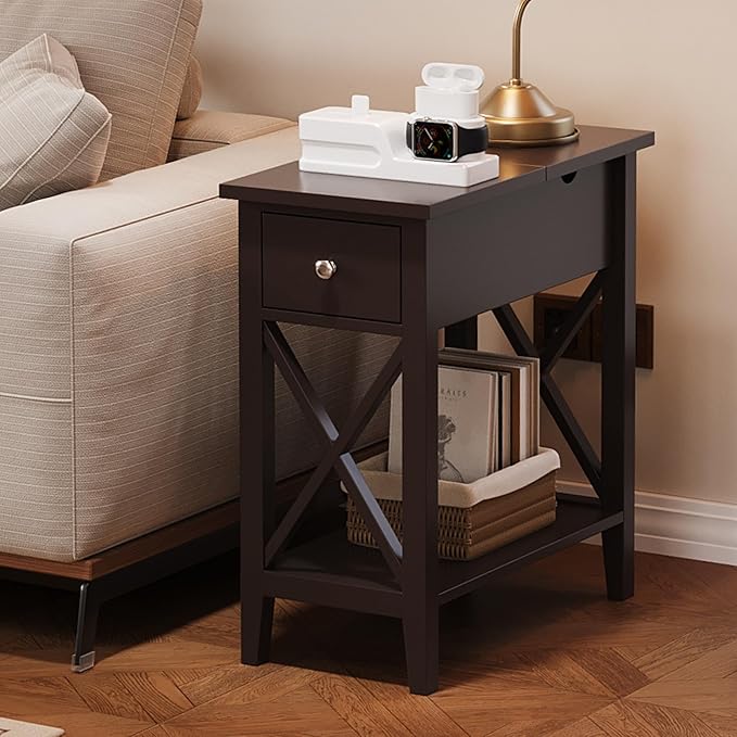 ChooChoo End Table, MDF Material Flip Top Narrow End Table - Image 2