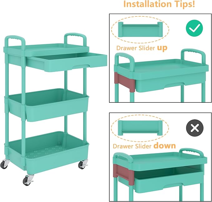 Calmootey 3-Tier Rolling Utility Cart - Image 6