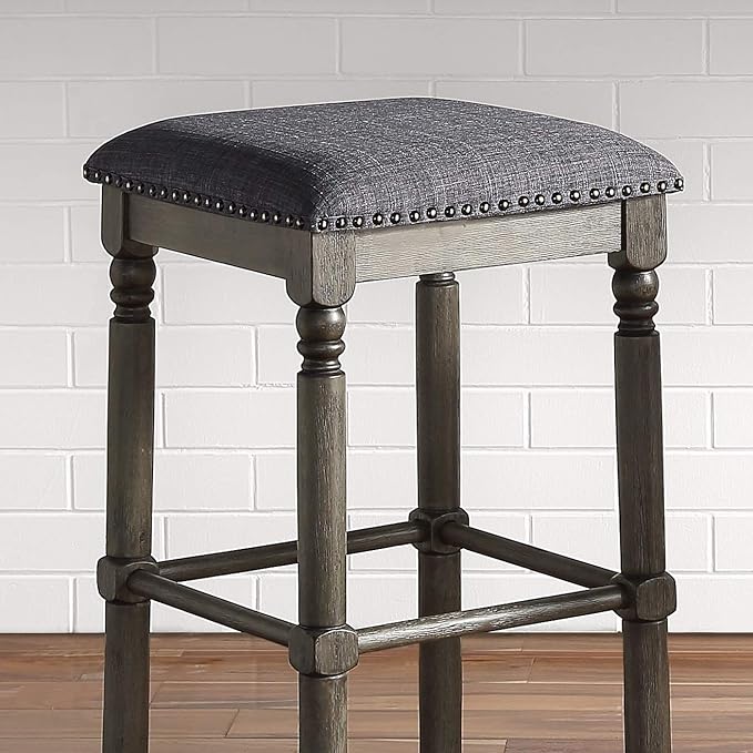Roundhill Furniture Arnhem Wood Upholstered Bar Stools - Image 2