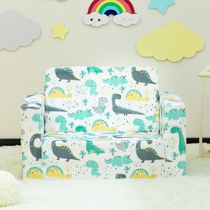 ALIMORDEN 2-in-1 Flip Out Cuddly Sherpa Toddler Couch, Convertible Sofa to - Image 8