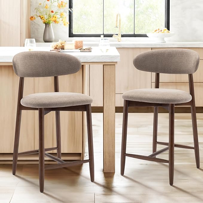 COLAMY Bar Stools Set of 2, Counter Height Barstools, Upholstered Counter Stools by COLAMYINC