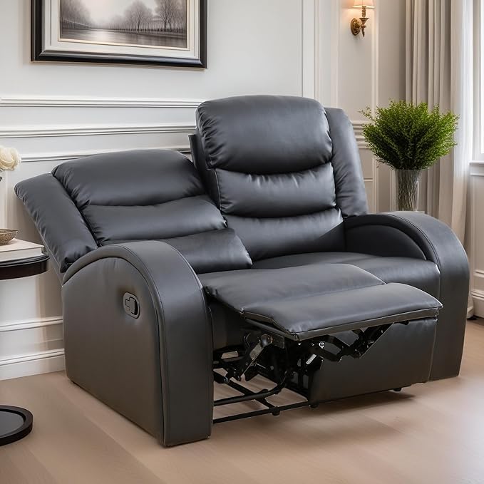 Loveseat Recliner Sofa, Reclining Loveseat Leather Couch Upholstered, Modern - Image 6