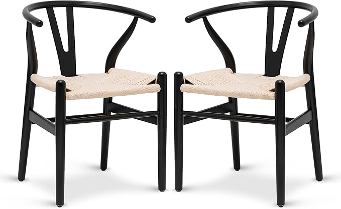 POLY & BARK Weave Dining Chairs – Mid-Century Modern Wishbone Dining Chairs by POLYBARK