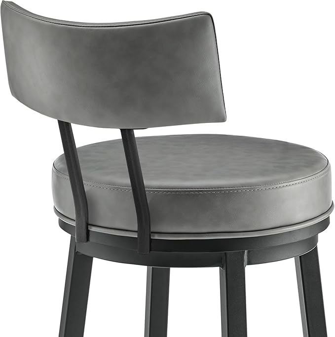 Armen Living Dalza Swivel Counter or Bar Stool in Black Finish - Image 9