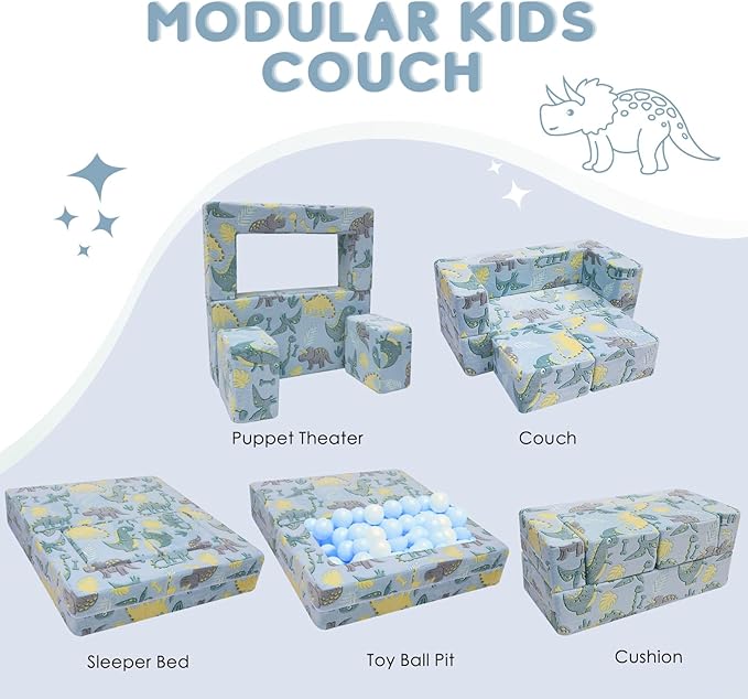 MeMoreCool Modular Kids Sofa, Toddler Play Couch Fold Out - Image 7