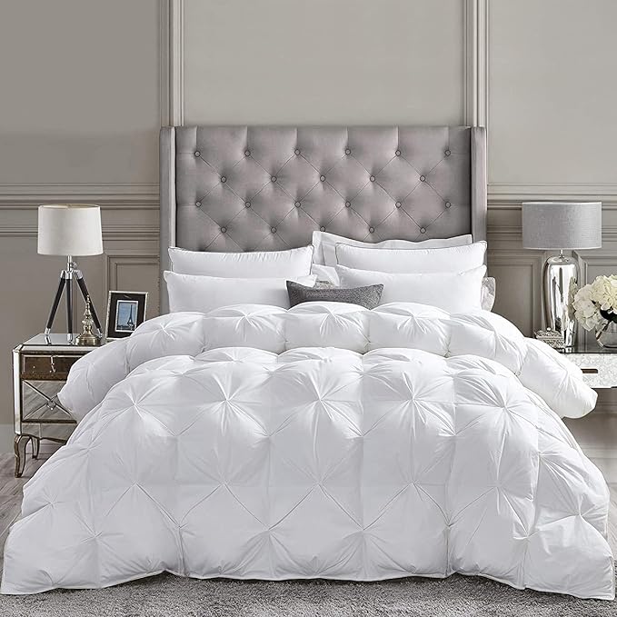 Luxurious Goose Down Feather Fiber Comforter Duvet Insert, Exquisite Pinch by EgyptianBedding
