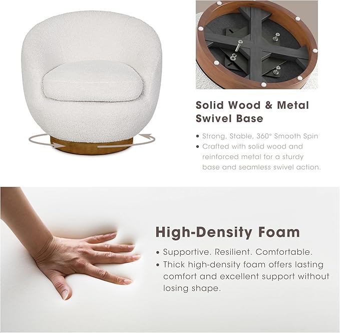 INK+IVY Jessel Swivel Accent Chair – Barrel Back Design, Sherpa Upholstery - Image 5