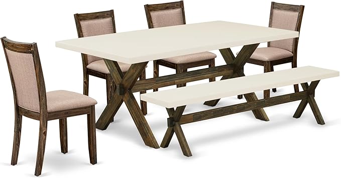 East West Furniture X727MZ716-6 6 Piece Dinette Set Contains a Rectangle Dining by EastWestFurniture