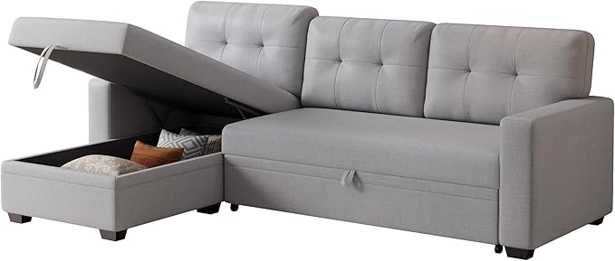 Ball & Cast L-Shape Convertible Sectional Sleeper Sofa Bed 4 in 1 Pull Out Couch - Image 14