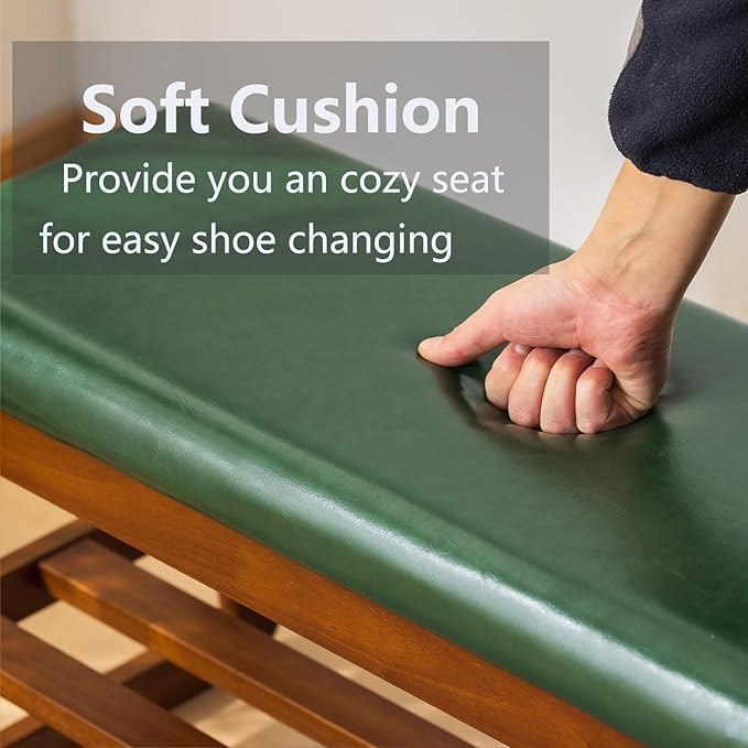Solid Wood Shoe Bench, 2-Tier Entryway Bench - Image 5