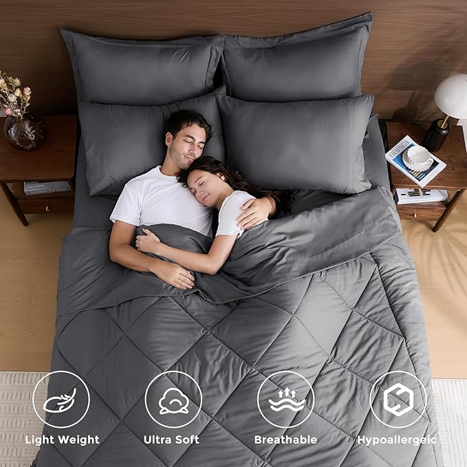 HEVUMYI 7 Pieces Queen Comforter Set, All Season Reversible Bed in a Bag Queen - Image 2