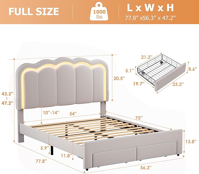Full Upholstered LED Bed Frame - Image 2