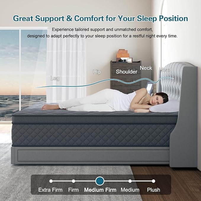 Twin Hybrid Mattress, 10 Inch Medium Mattress Euro Top - Image 3