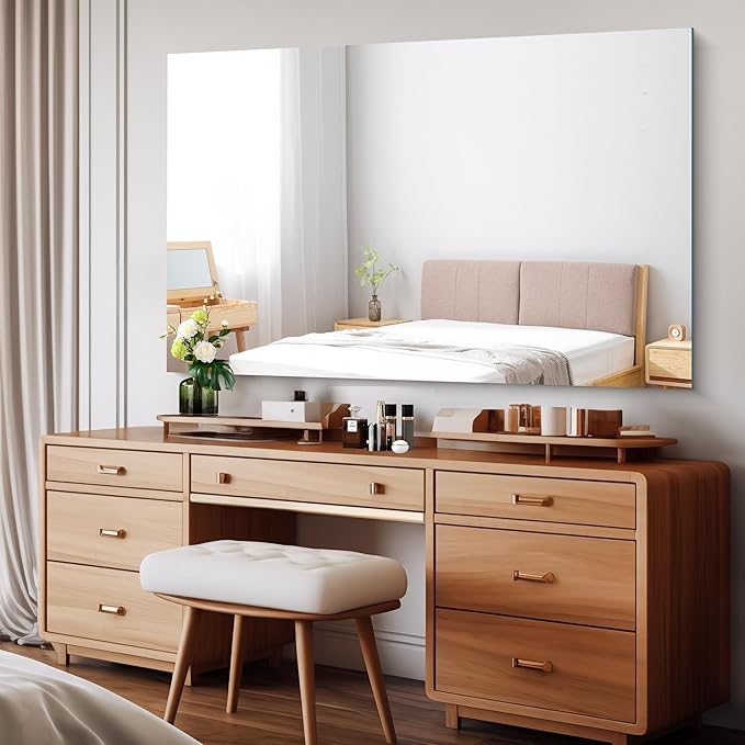 Large Frameless Mirror, 55x36 Frameless Bathroom Mirrors - Image 2