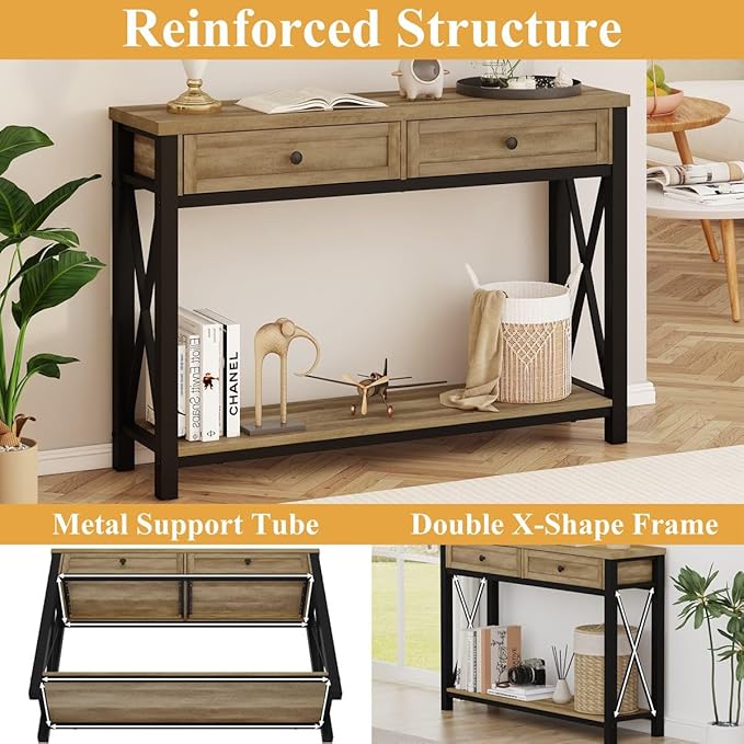 BON AUGURE Entryway Table with Drawers, Sofa Table with Storage, Couch Tables - Image 4