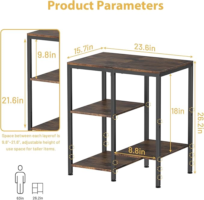 Kitchen Microwave Stand, 4-Tier Adjustable Bakers Rack, Space-Saving Metal - Image 3