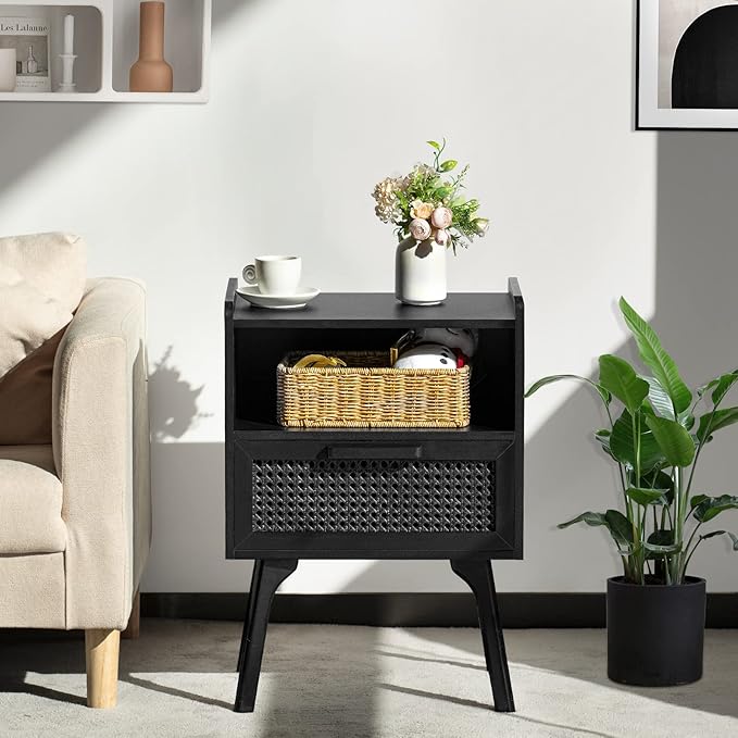 Lerliuo Rattan Nightstand, Side Table - Image 5
