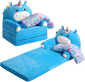 Unicorn Kids Couch Fold Out 2-in-1 Toddler Sofa Fold Out by Burbell