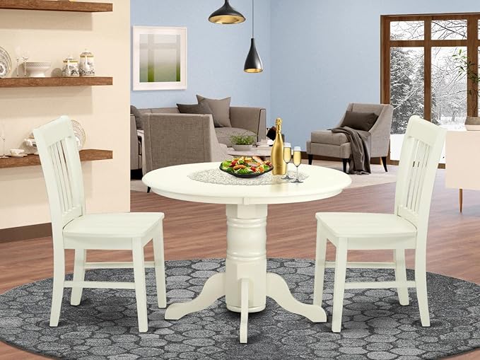 East West Furniture SHNO3-LWH-W 3 Piece Modern Dining Table Set Contains a - Image 6