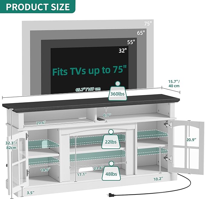 YITAHOME LED Farmhouse TV Stand - Image 2