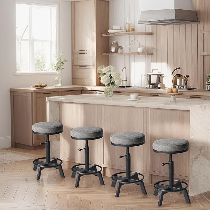 Vintage Bar Stools | Kitchen Island Counter Stool | Swivel Pu Seat | Extra - Image 6