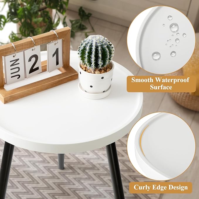danpinera Round Side Table, Metal Legged Accent Table - Image 4