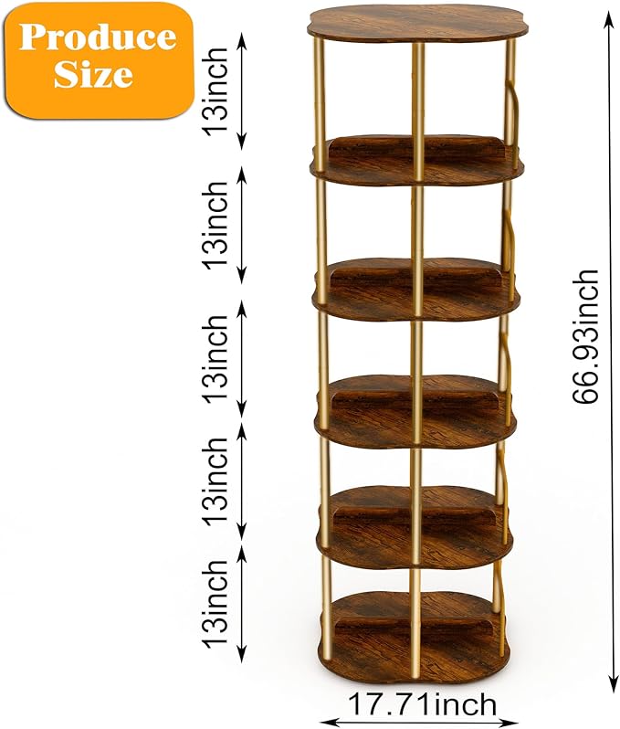 5-Tier Rotating Bookshelf, 360 ° Display Stackable Spinning Bookshelf Tower - Image 2
