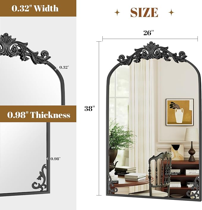 26x38 inch Vintage Arched Bathroom Mirror - Image 5