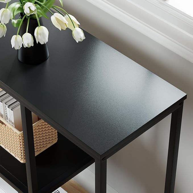 WOHOMO Console Table, 31.5'' x 31.5'' Black Industrial Sofa Table - Image 5