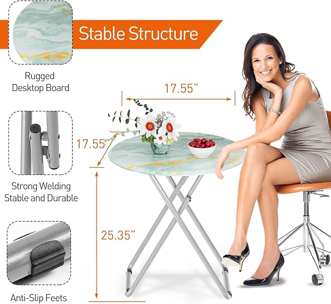 TV Trays Table Set of 4, Portable TV Dinner Tables - Image 3