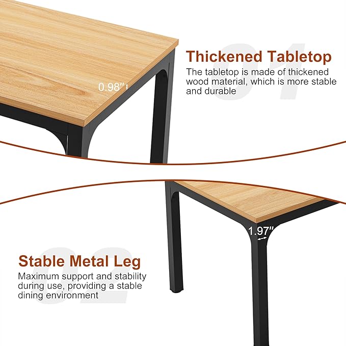 Rectangular Dining Table for 6-8, 78-Inch Modern Dinner Table Wooden Kitchen - Image 3