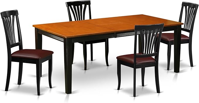East West Furniture QUAV5-BCH-LC 5 Piece Dinette Set Includes a Rectangle by EastWestFurniture