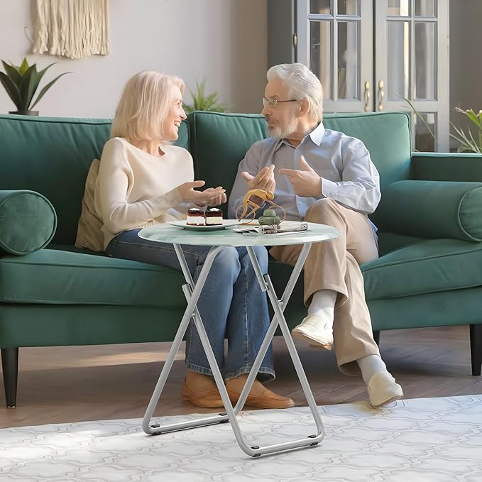 TV Tray Round Table, Small Foldable Table, Portable Dinner Table - Image 2