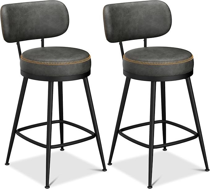 Counter Height Bar Stools, Faux Leather Kitchen Counter Stools - Image 9