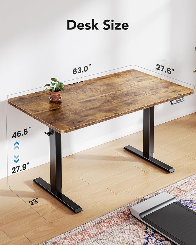 HUANUO 63" x 28" Electric Standing Desk Adjustable Height, 4 Memory Height - Image 3