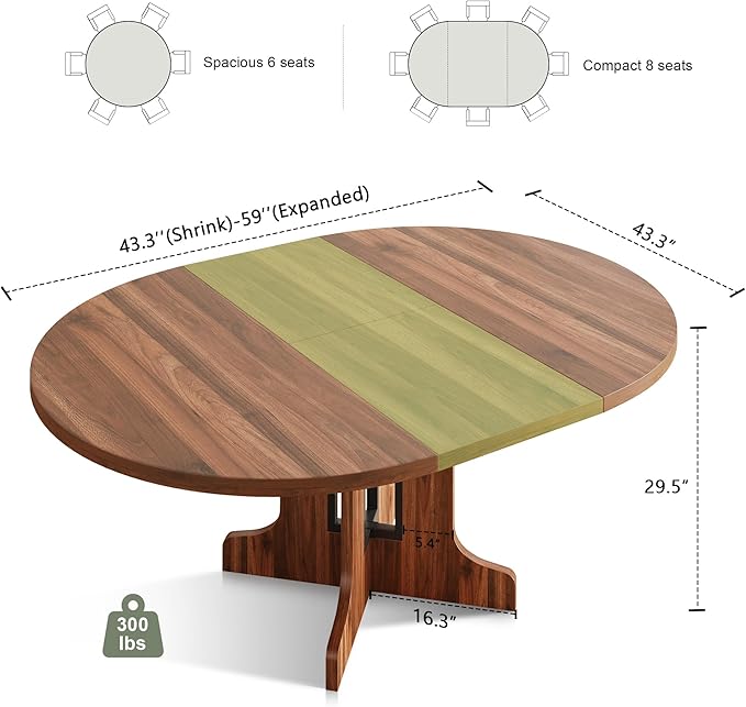 Feonase 59" Round Extendable Dining Room Table - Image 2