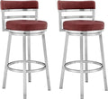 Armen Living Madrid 26" Seat Height Swivel Modern Red Faux Leather and Brushed by ArmenLiving
