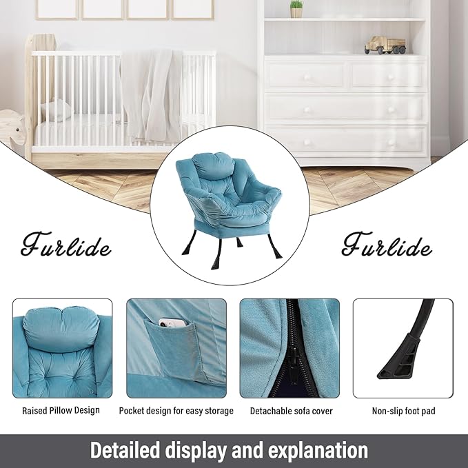 Lazy Chair with Ottoman, Modern Chair with Folding Footrest, Lounge Accent Chair - Image 4