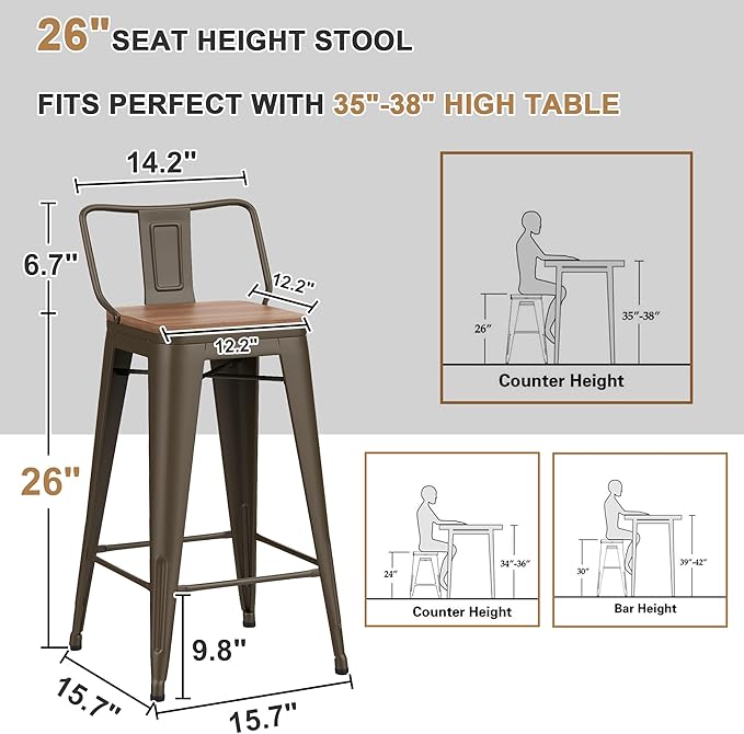 26 Inch Swivel Bar Stools Set of 4 - Image 3
