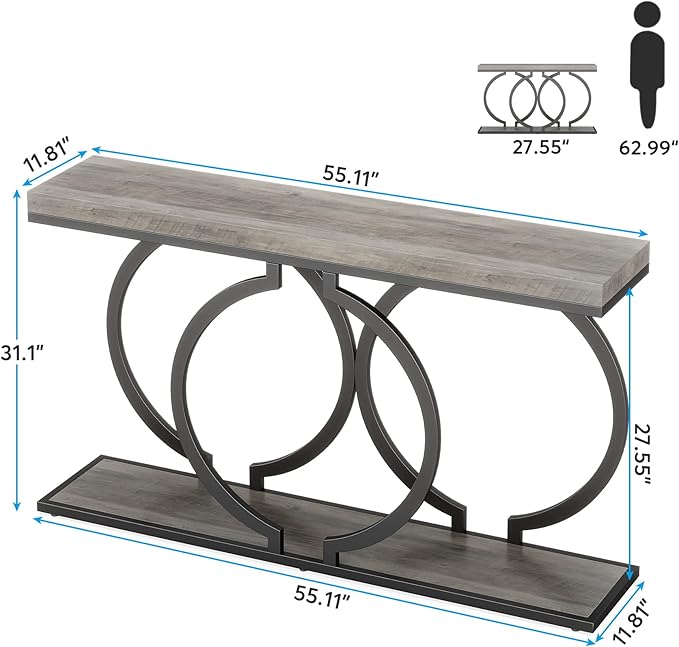 LITTLE TREE 55 inch Faux Marble Gold Console Table Modern Entryway Table Narrow - Image 3