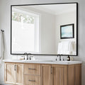 Bathroom Mirror, Rectangular Aluminum Alloy Frame Contemporary Hanging Mirror by ladynow