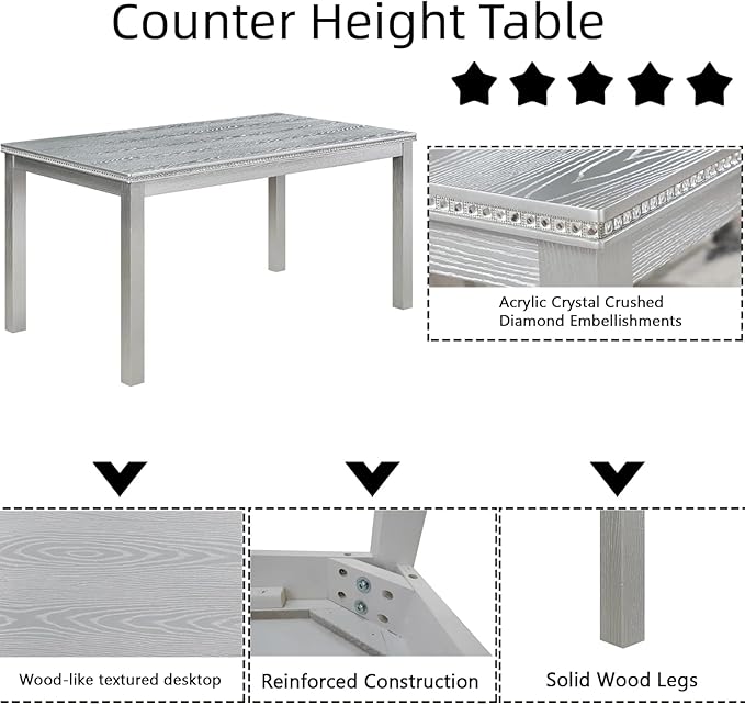 Dining Table Set for 5, 6 Piece Dining Room Table Set - Image 3