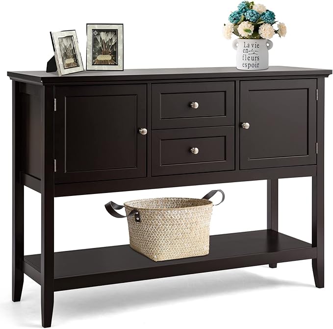 COSTWAY Buffet Sideboard, with 2 Wood Storage Drawers & Open Shelf, Console by COSTWAY