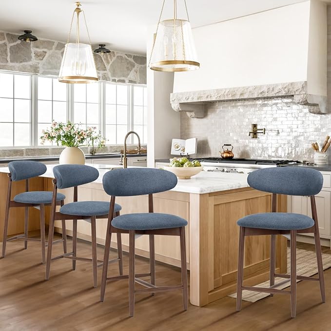 COLAMY Mid Century Modern Bar Stools Set of 4, Counter Height, 25 Inch - Image 3