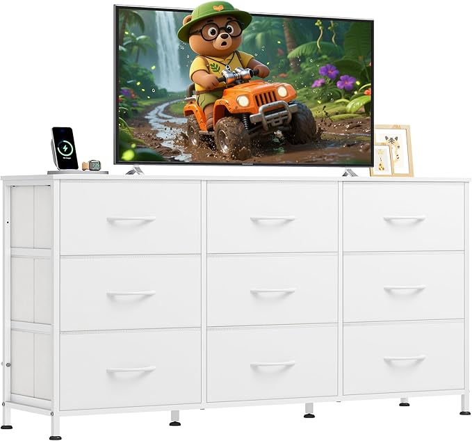 WLIVE 47''W Dresser for Bedroom, 55 inch TV, Wide Chest of Drawers by WLIVE