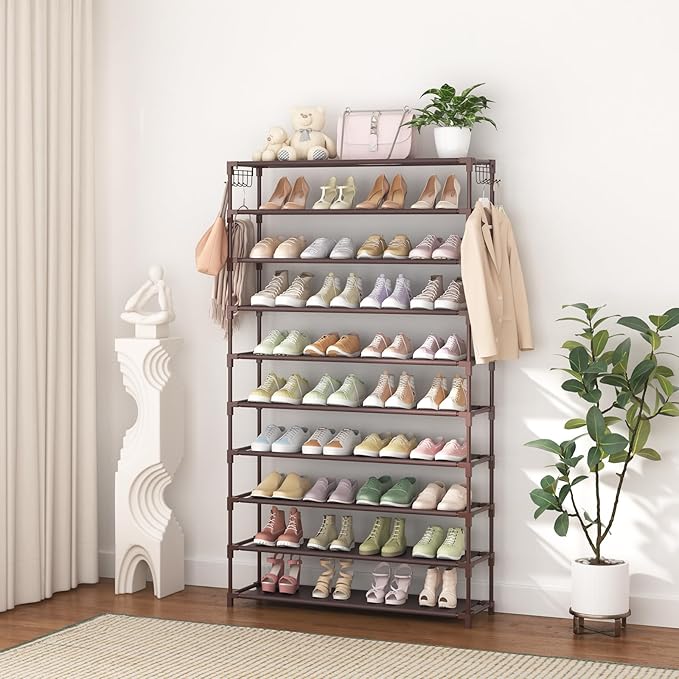 10 Tiers Shoe Rack 50 Pairs Large Capacity Tall Shoe Organizer Sturdy Shoe - Image 7